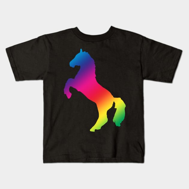 Rainbow high rearing horse Kids T-Shirt by Shyflyer